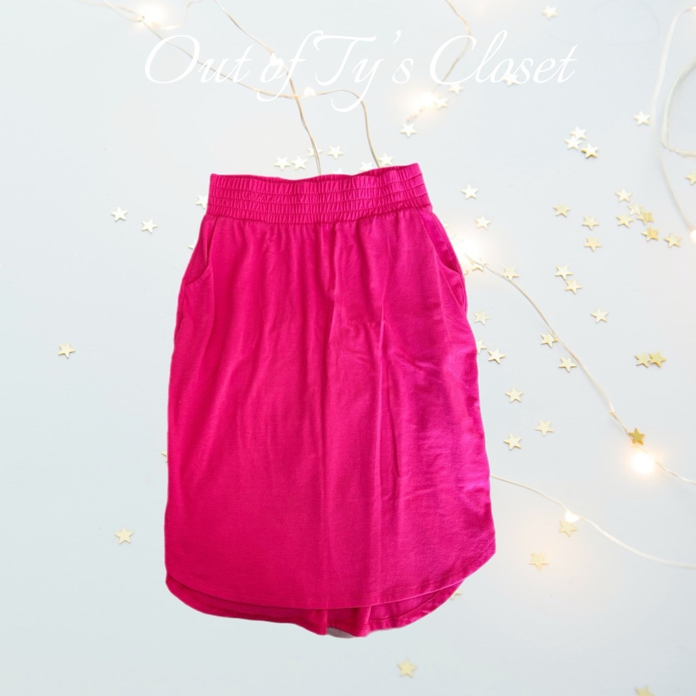 Pink Zenanan Cloth Skirt with Pockets-Knee length
